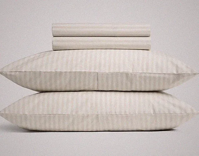 $324 PARACHUTE Percale Cotton SHEET SET Bone Stripe KING