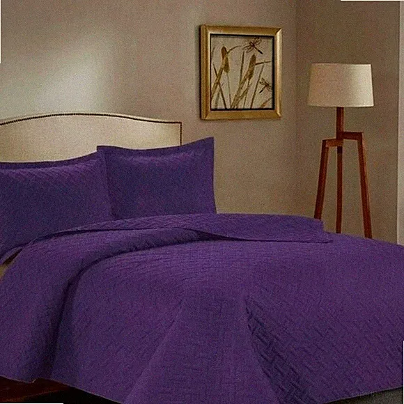 3PC Quilt Bedspread Set Oversized King Parachute Purple