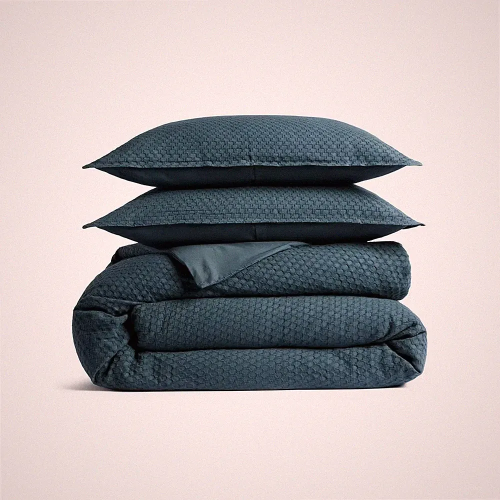 King/California King Honeycomb Cotton Duvet Cover & Sham Set Cove - Parachute