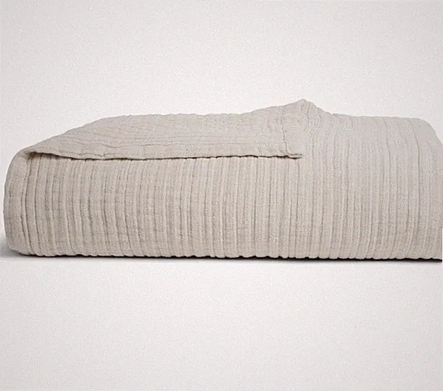 NEW $249 Parachute Cloud Linen Gauze Bed Blanket Natural Tan King/CK 108” X 90”