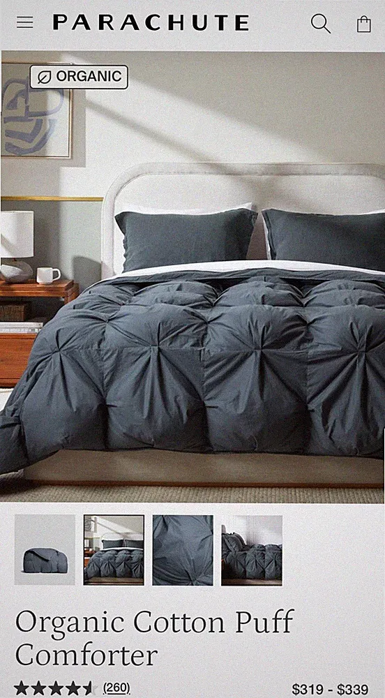NEW $339 Parachute Cal King Organic Cotton Comforter