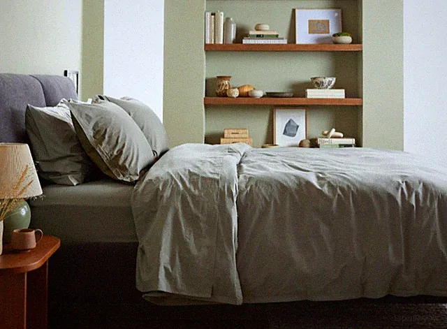 NWT $220 PARACHUTE 100% Percale Cotton Duvet Cover FULL/QUEEN Moss