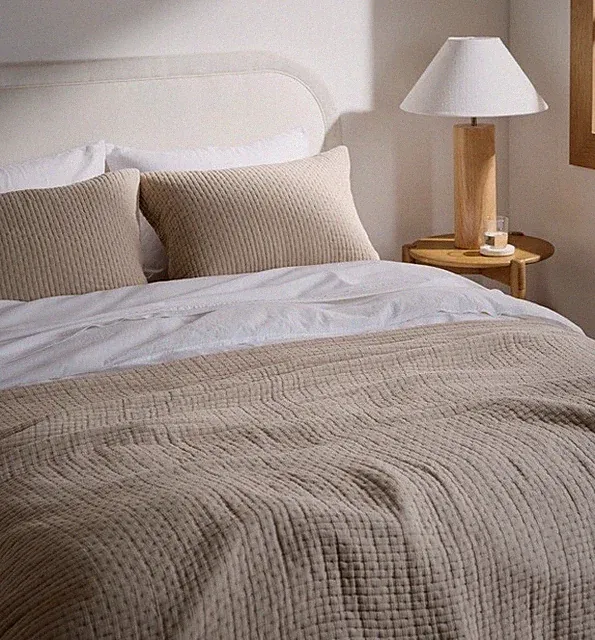 Parachute Air Organic Cotton Quilt King/cal King Bisque & 2 Kg Sz Shams NEW $398