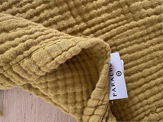 Parachute Cotton Quilt 50x70 Mustard Yellow Gauze Blanket Textured Throw