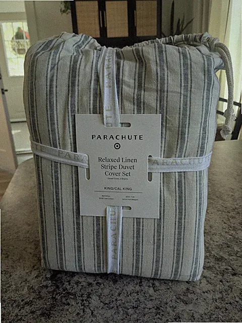 PARACHUTE King/Cal King Relaxed Linen Stripe Duvet Cover and 2 Sham Set