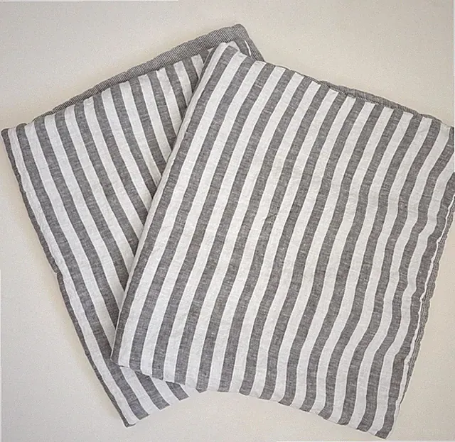 Parachute Linen King Shams Gray Ivory Striped Set of 2