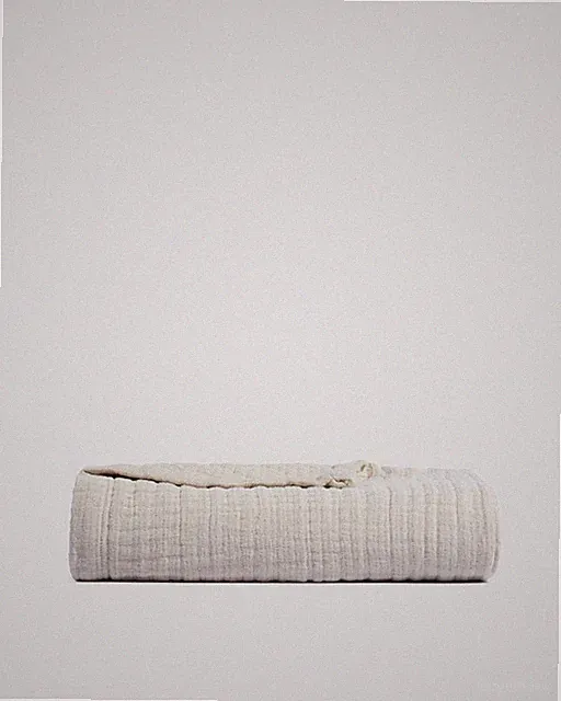 Parachute Organic Cloud Linen Gauze Throw Blanket Bone