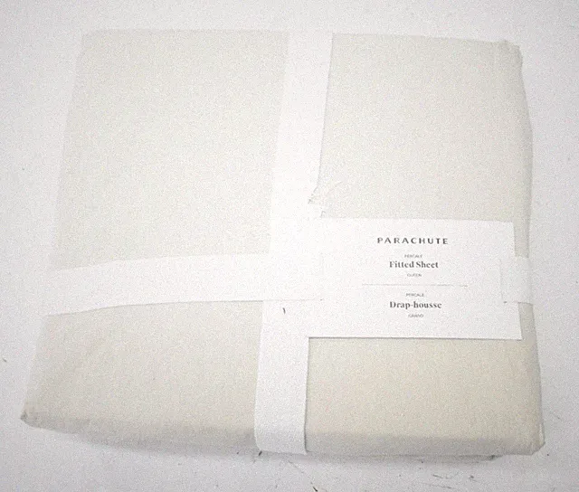 Parachute Percale Fitted Sheet Queen Size Bedding Bone Beige Home FTTPERBNEQUE