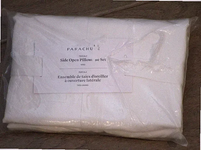 PARACHUTE SIDE OPEN PERCALE COTTON KING PILLOWCASE SET IN WHITE NEW