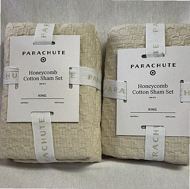 Parachute - TWO PACKS - Honeycomb Cotton Sham Set - King Size - Parchment